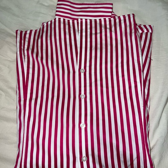 TM Lewin Red ( Hot Pink) & White Striped Button Down Shirt - UK Size 18; US 16 - Picture 2 of 3